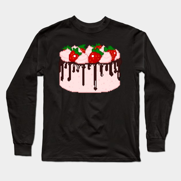 Pixel Pink Cake Long Sleeve T-Shirt by ssydneyart
